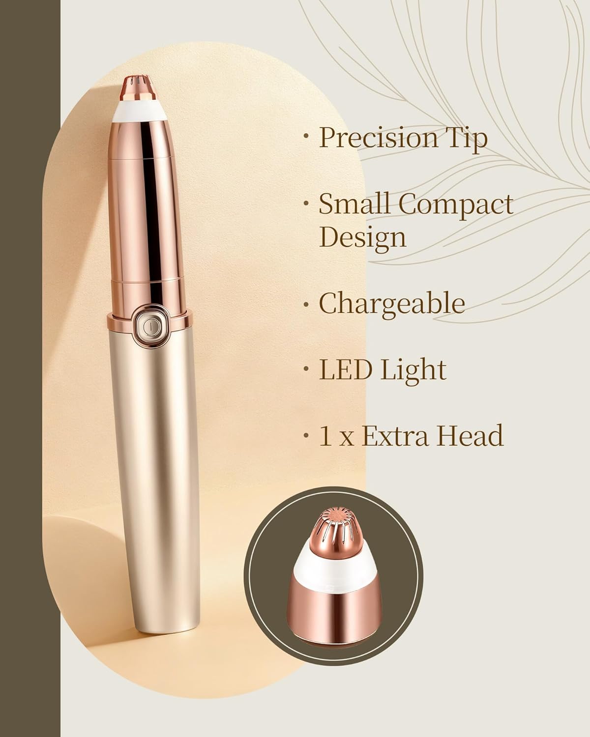 Eyebrow Trimmer for Women, Eyebrow Razor: Rechargeable Eyebrow Hair Remover with 2 Replacement Heads & LED Light, Electric Painless Eye Brow Shaver Facial Hair Removal Device for Eyebrows/Lips/Face